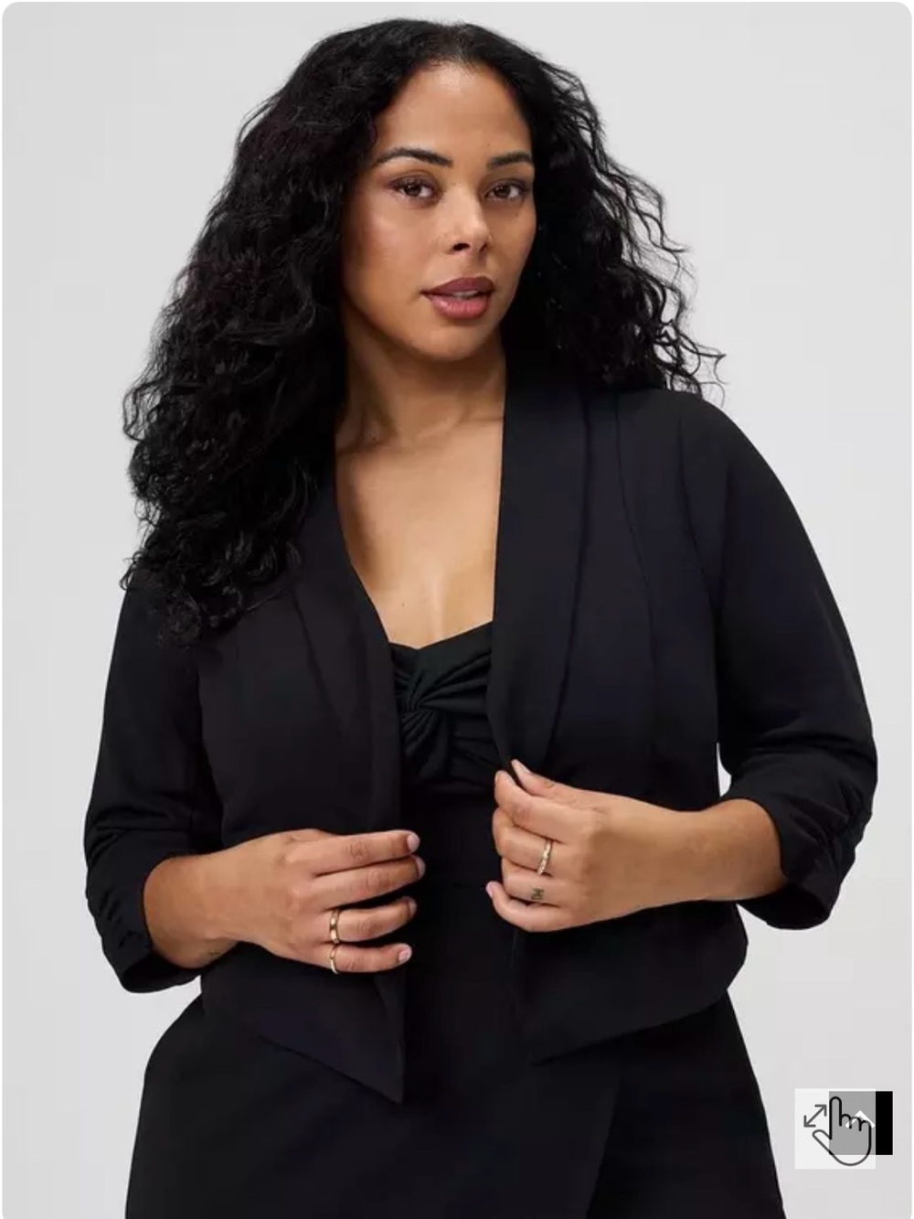 torrid Crepe Black Collar Crop Blazer